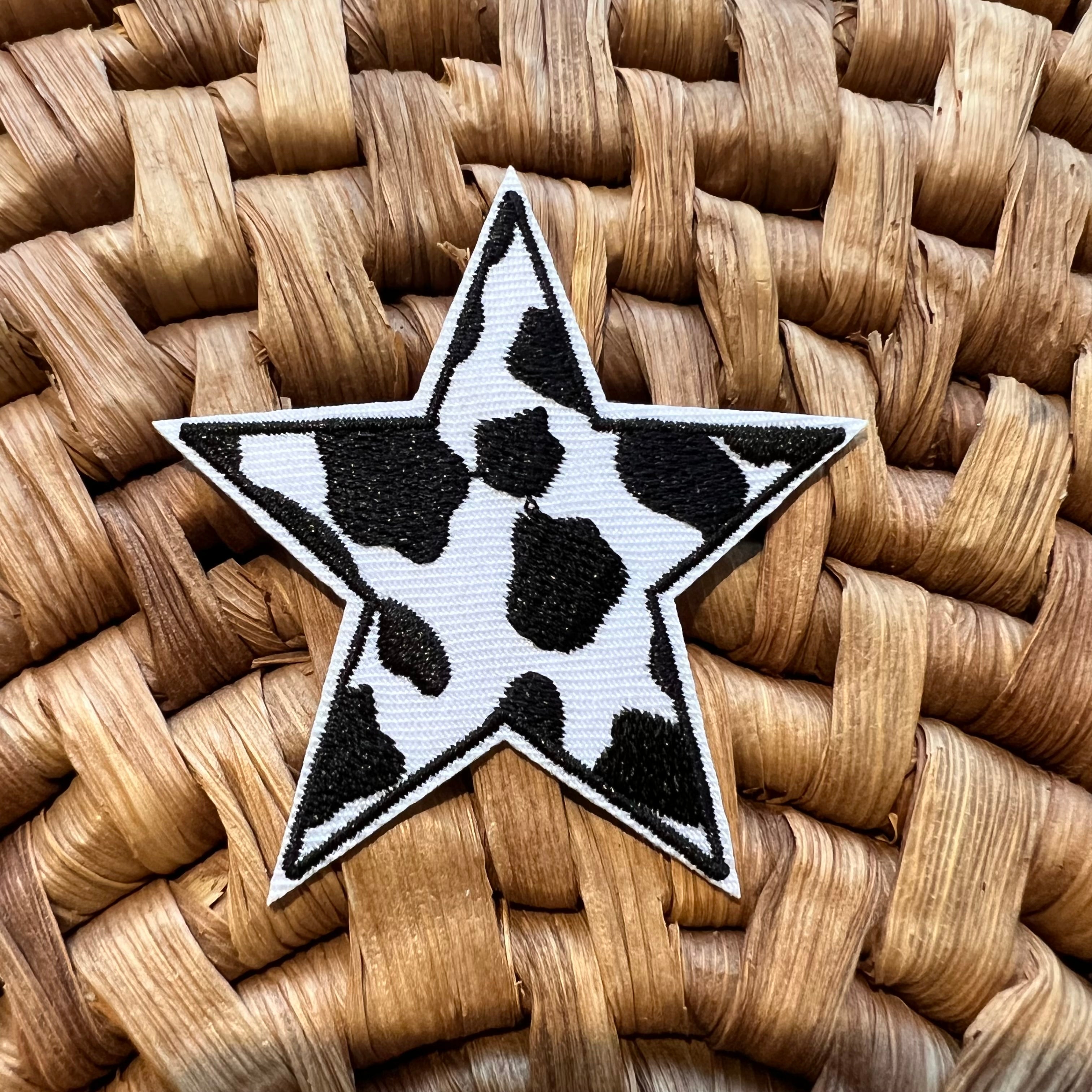 Star Cow Print Iron On Patch EJsElements