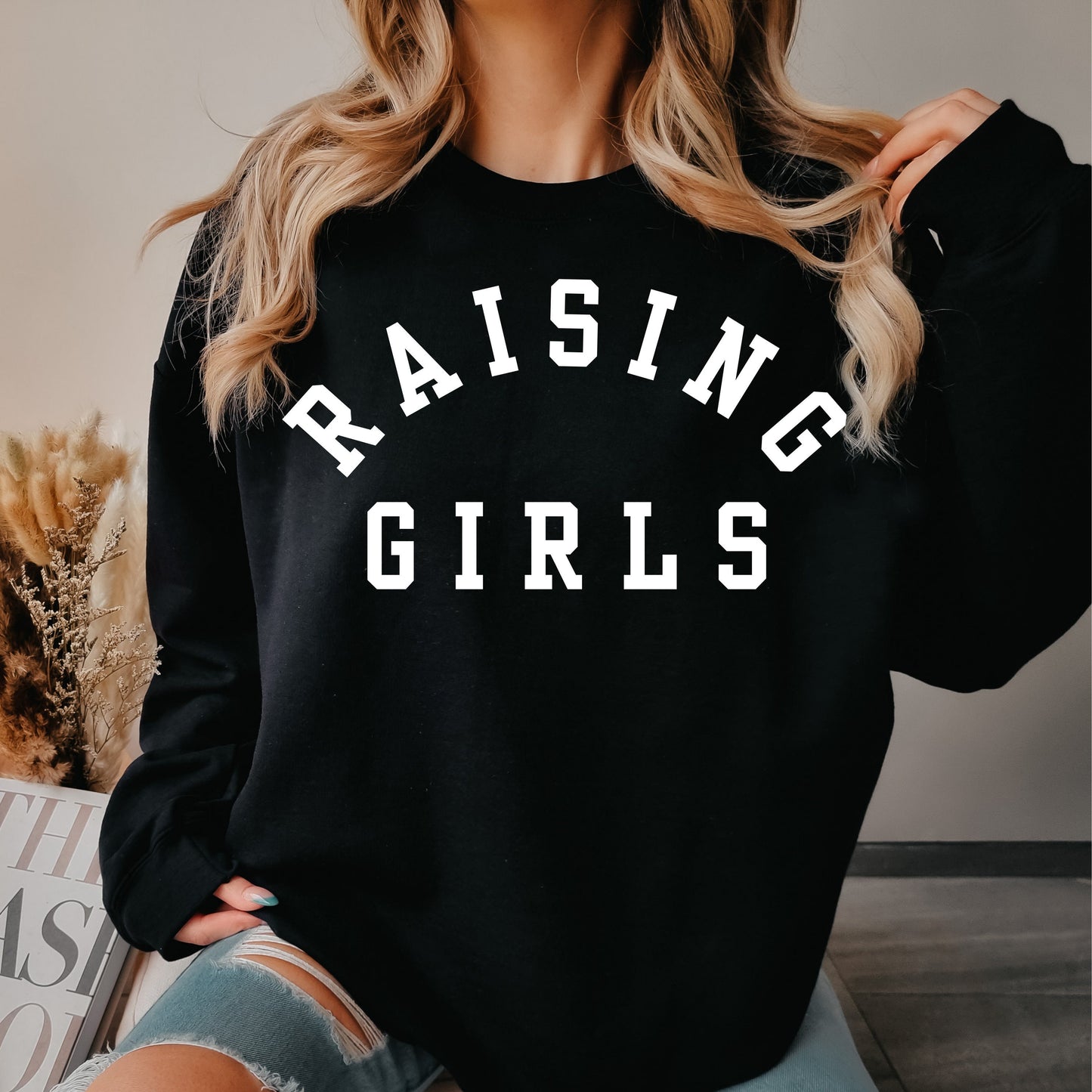 Raising Boys/Girls Crewneck - Gildan 1800 - mama apparel - New Mom Gift, Cool Mom Sweater, Mothers Day Gift, Birthday Gift for Mom.
