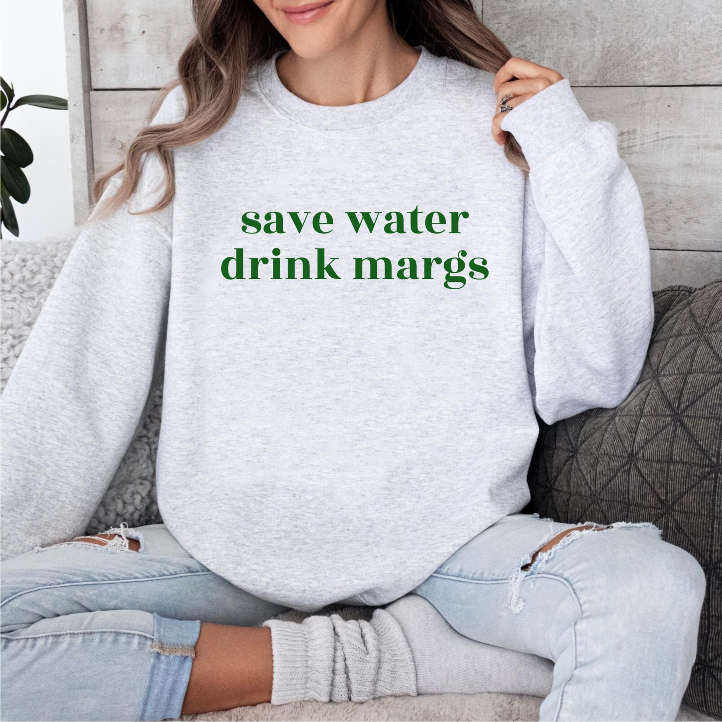 Save Water Drink Margs | Margarita Apparel | Cinco De Mayo Shirt | Margaritas Crewneck | Gildan 180 Ash Crew | Bachelorette |