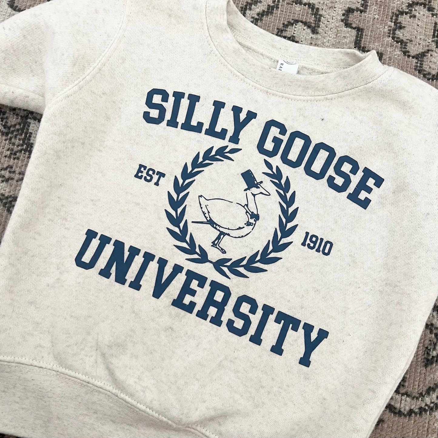 Silly Goose University - Toddler Youth Crewneck. Rabbit Skins Sweatshirt. Toddler Apparel. Silly Goose Toddler Shirt.