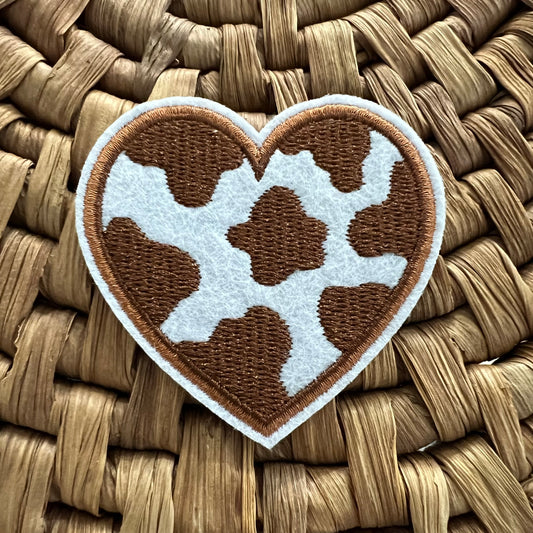 Heart Brown Cow - Iron On Patch