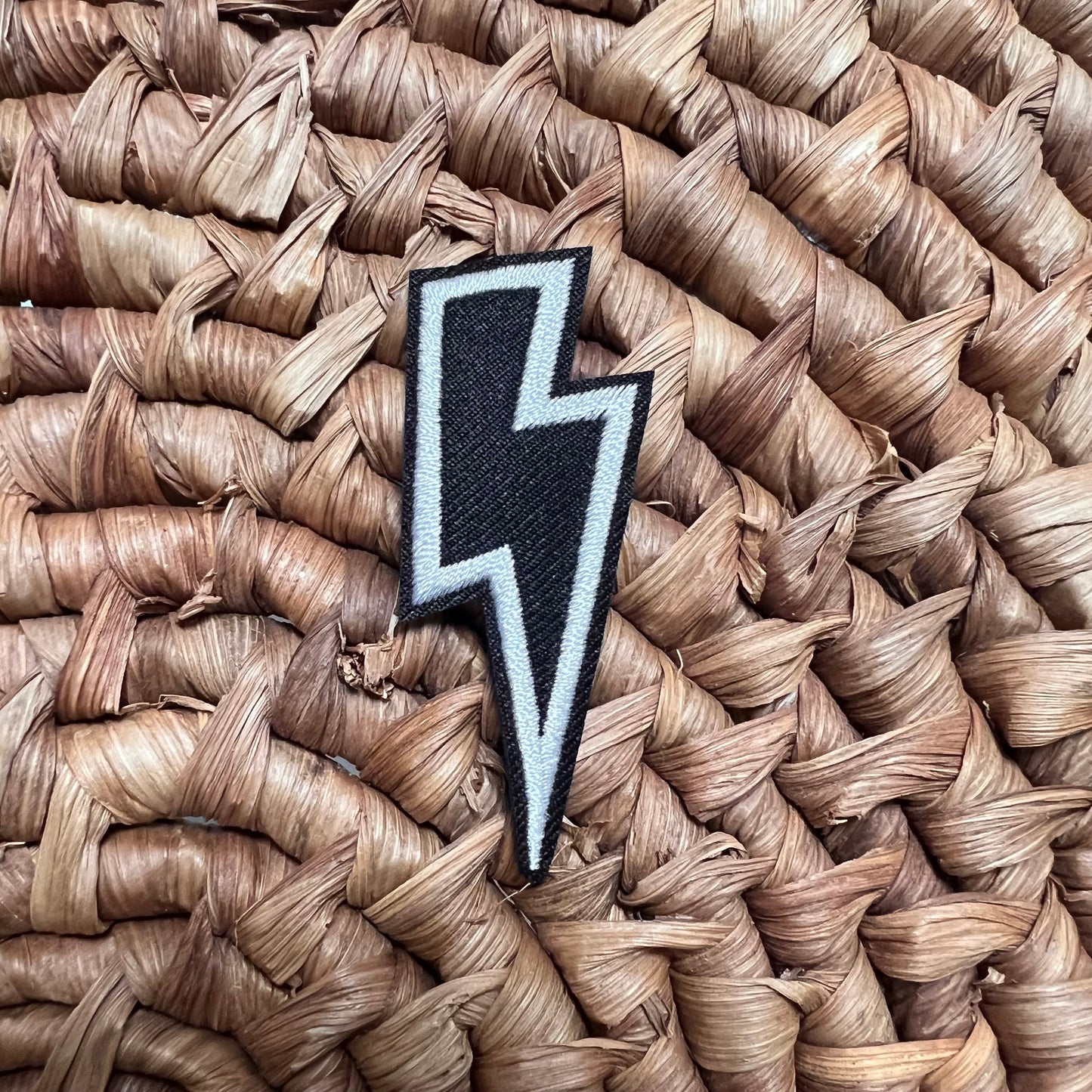 Black lightning iron on patch