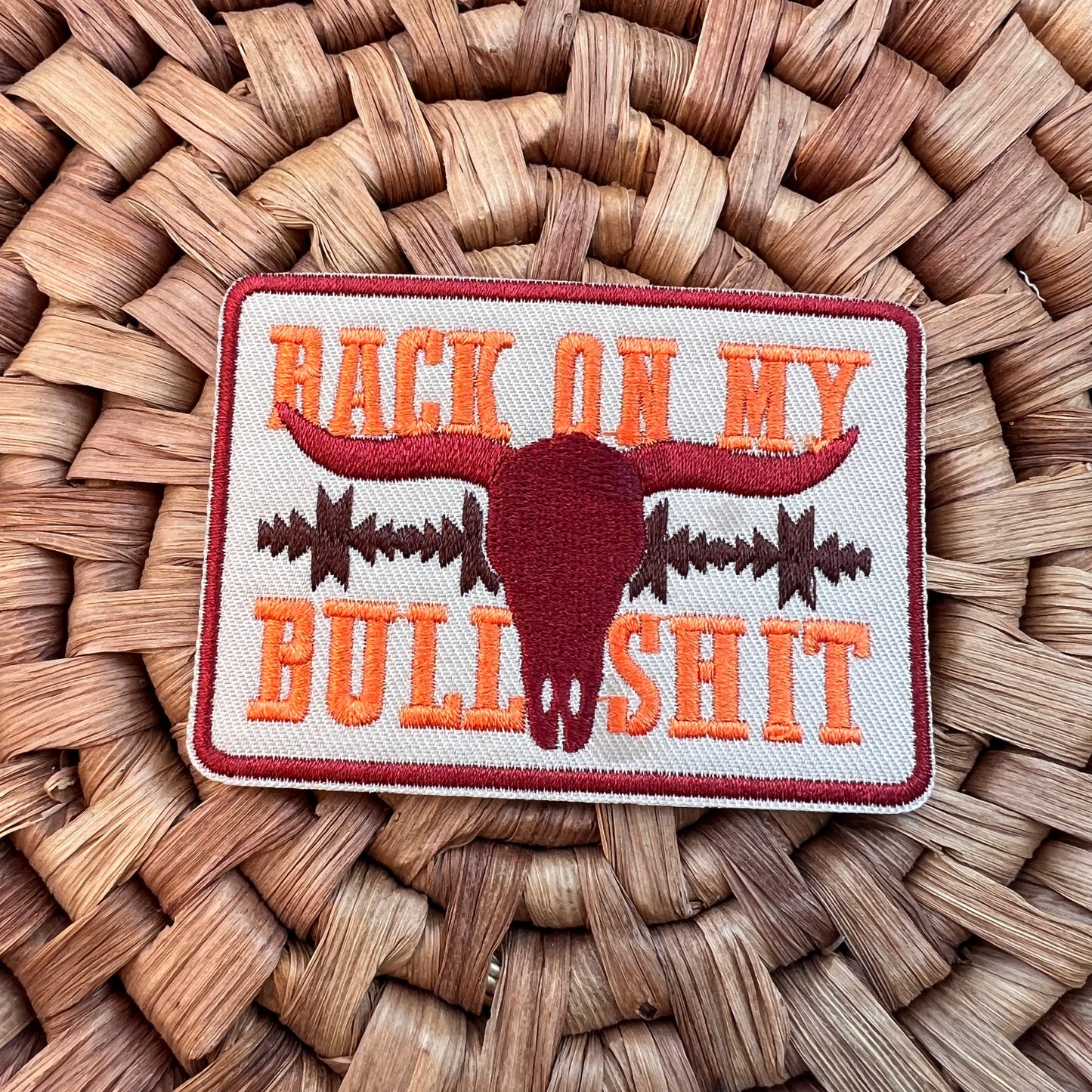 Back On My Bullshit Iron on patch - red