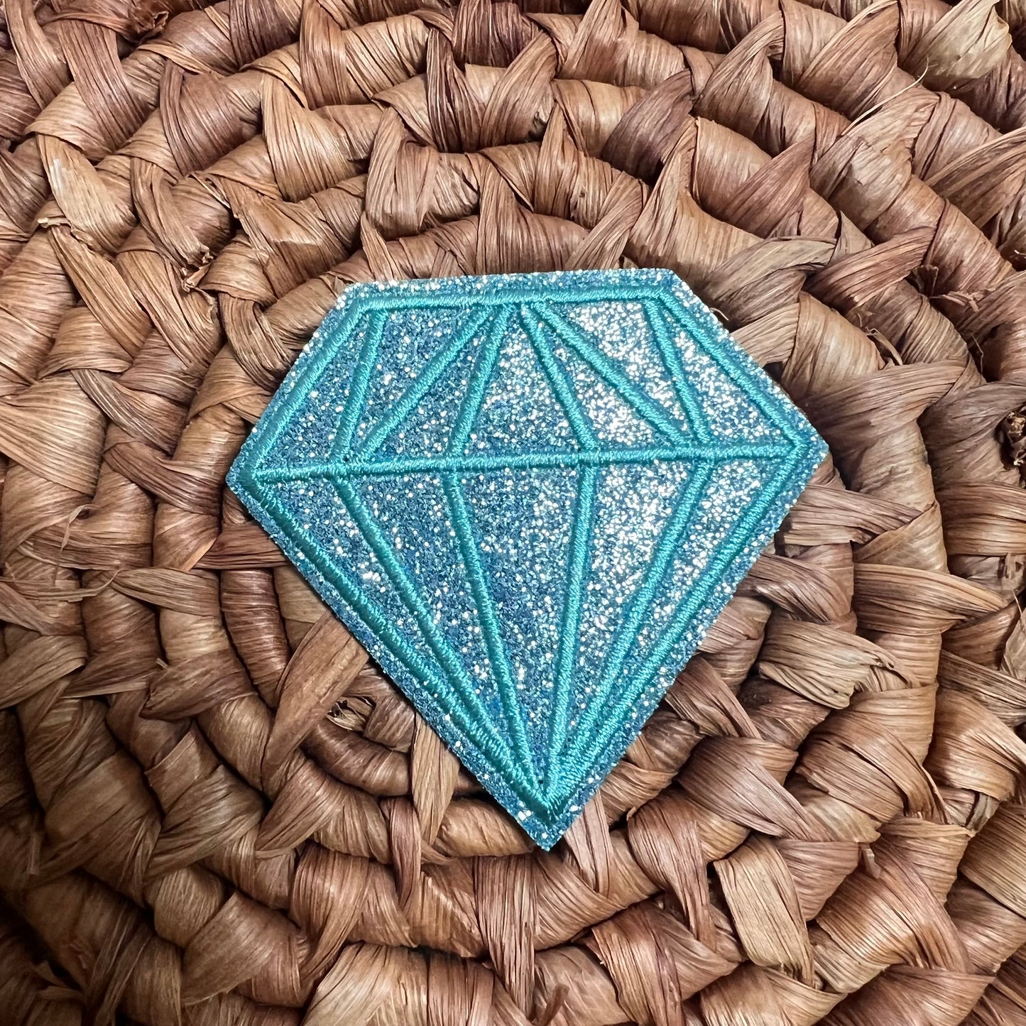 Blue glitter Diamond - iron on patch