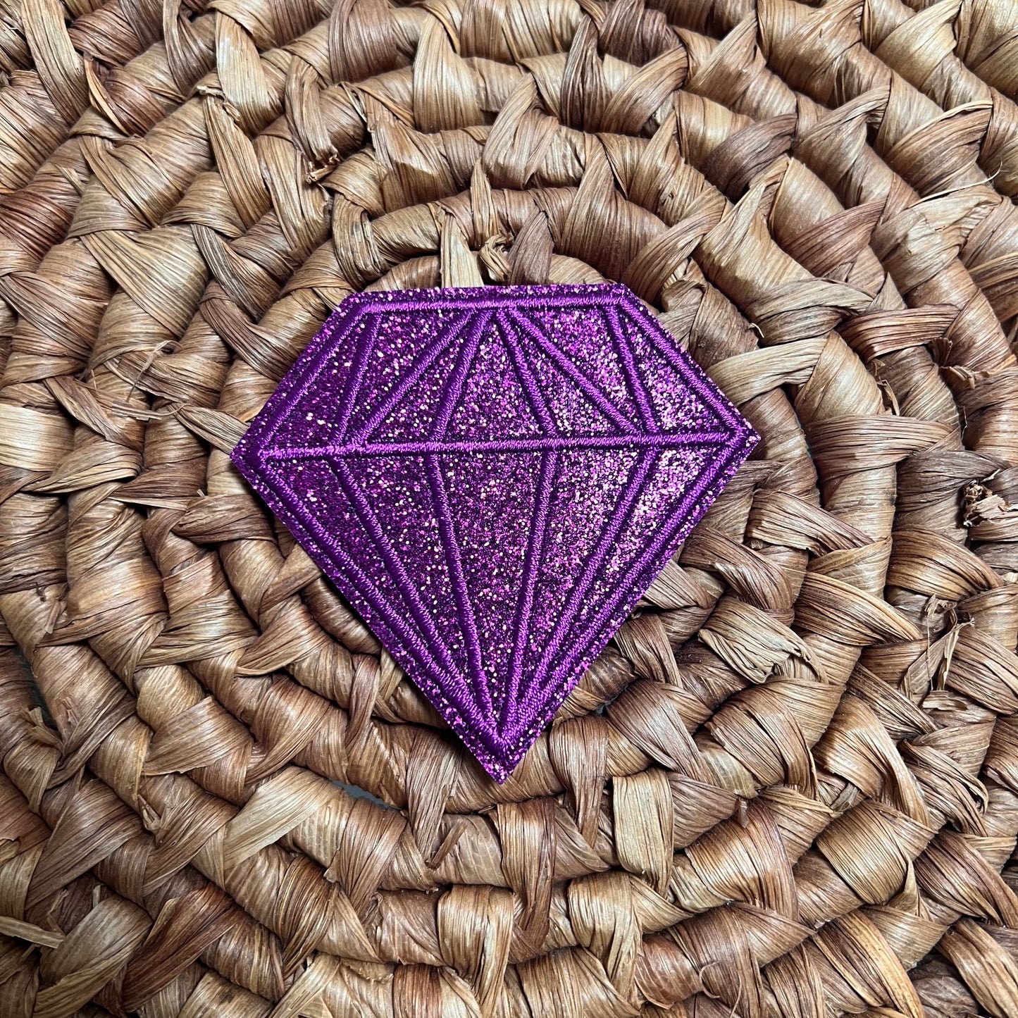 Purple glitter Diamond - iron on patch