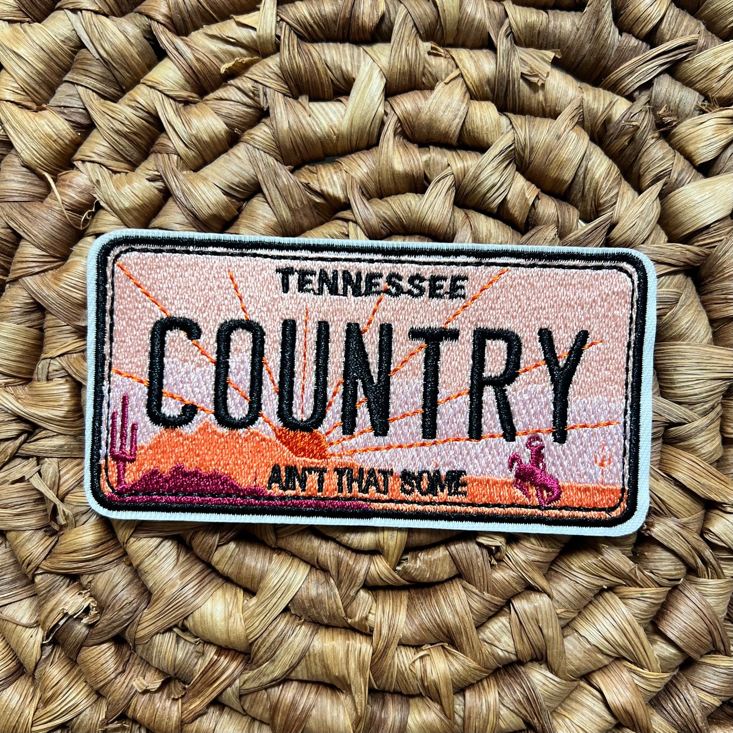 Country license plate iron on patch