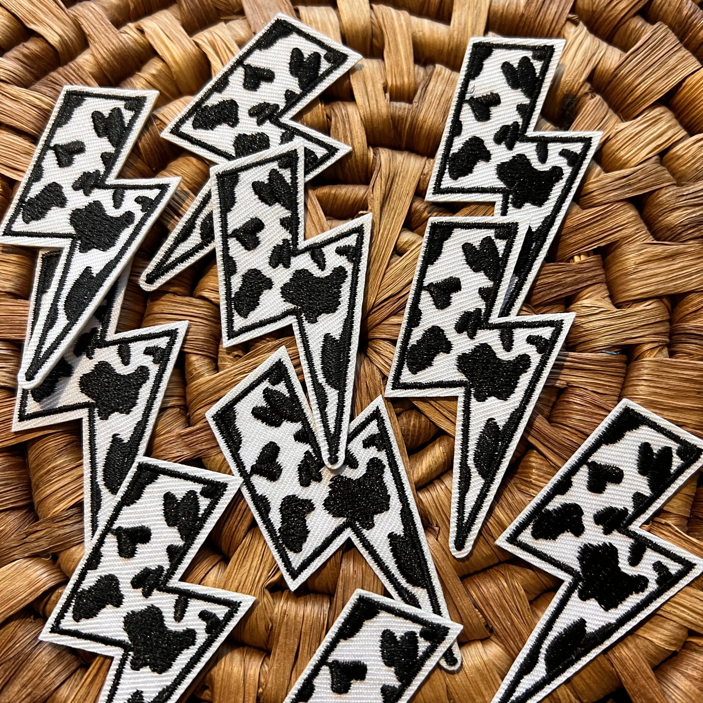 Lightening - Cow Print - Iron On Patch