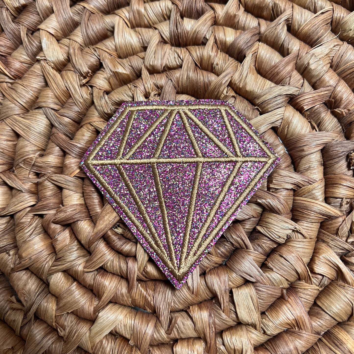 Multicolor glitter Gold Diamond - iron on patch