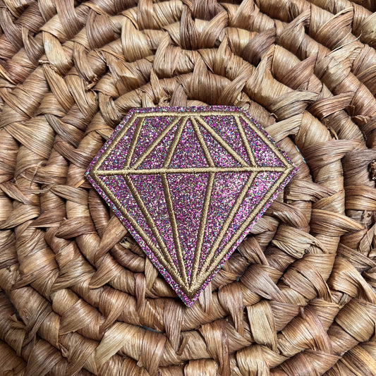 Multicolor glitter Gold Diamond - iron on patch