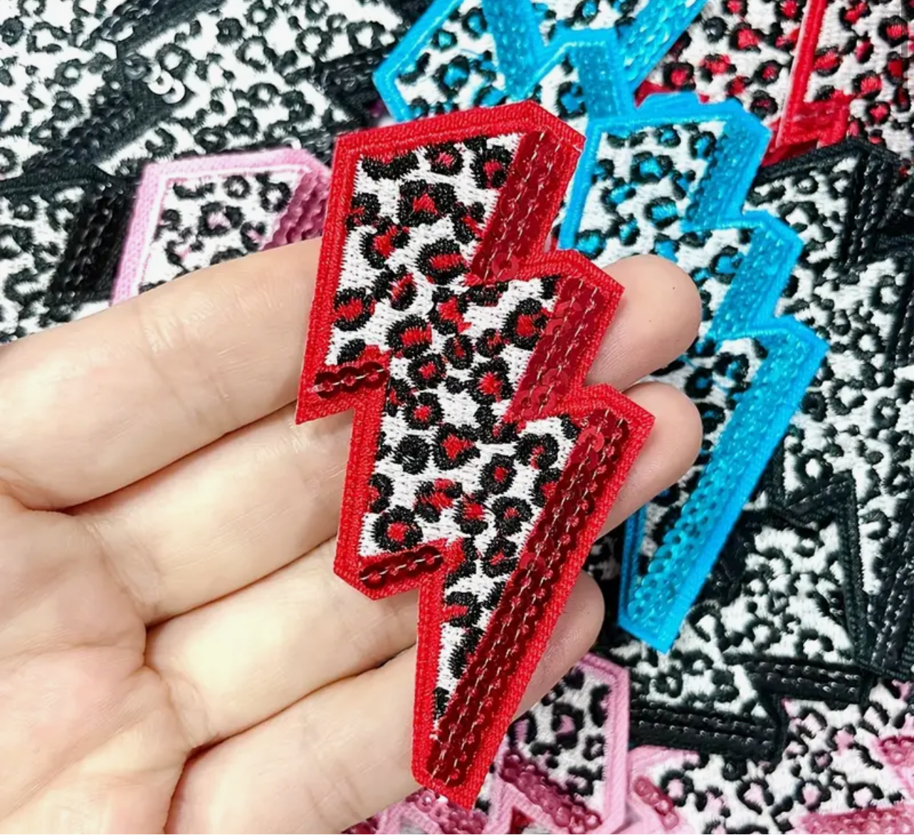 Lightening Bolt - Red - Iron On Patch