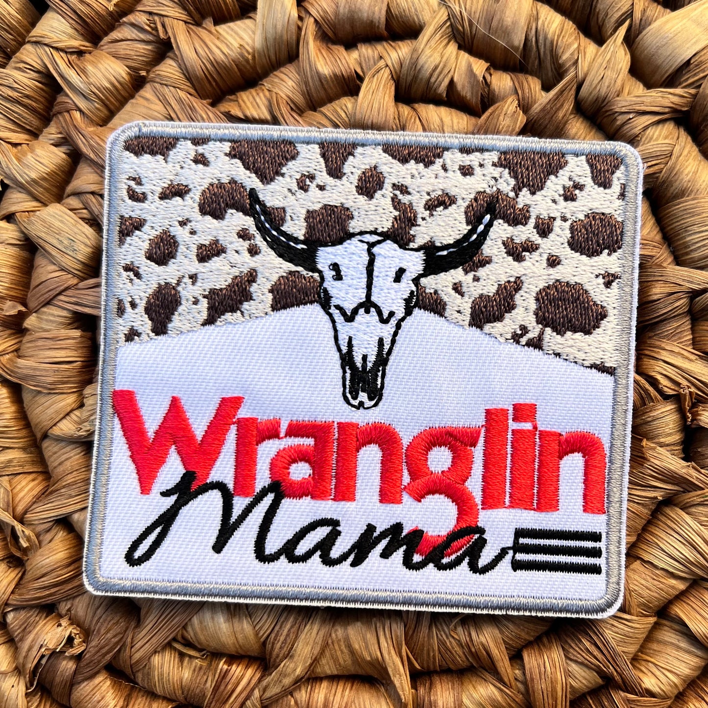 Wranglin' mama iron on patch