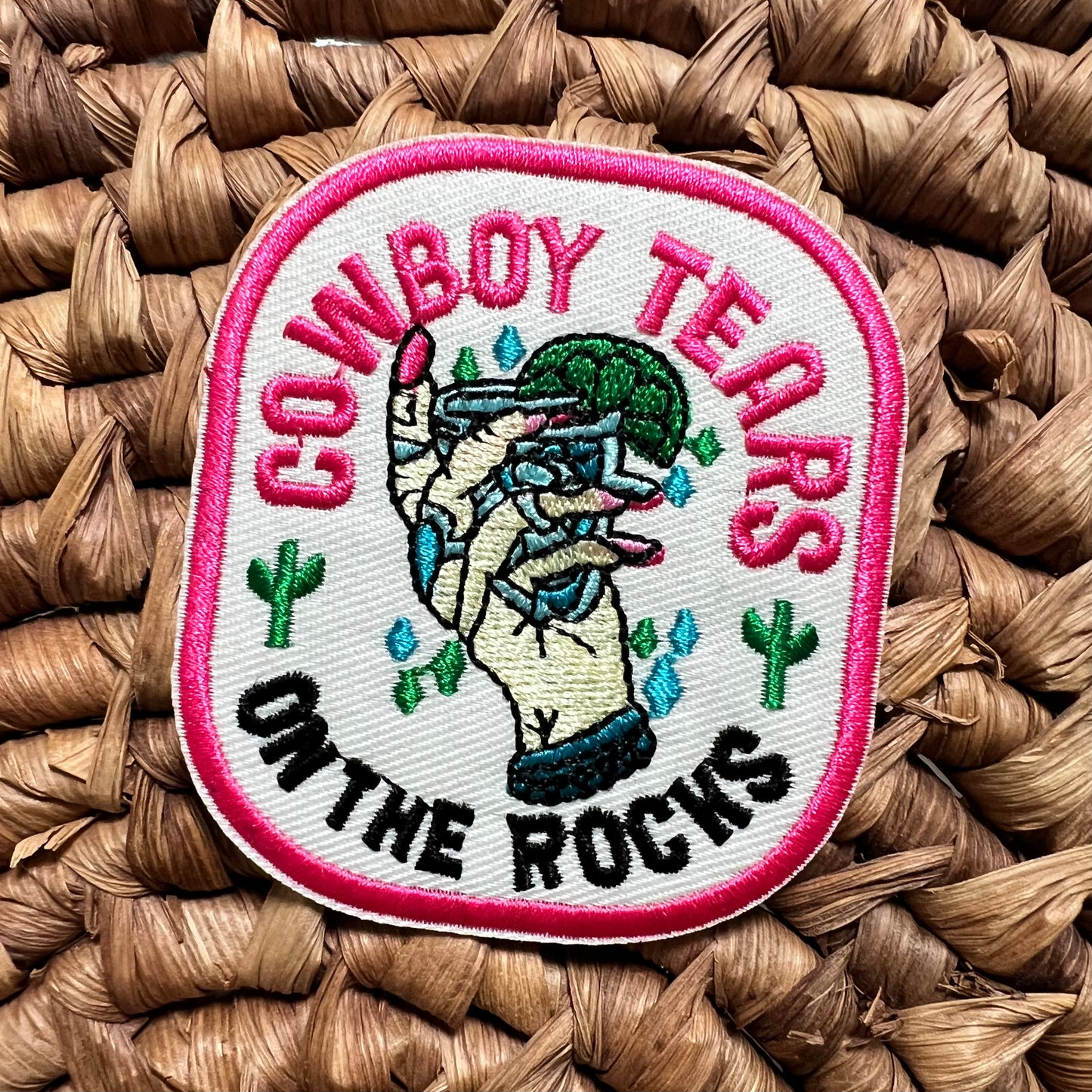 Cowboy Tears On The Rocks iron on patch