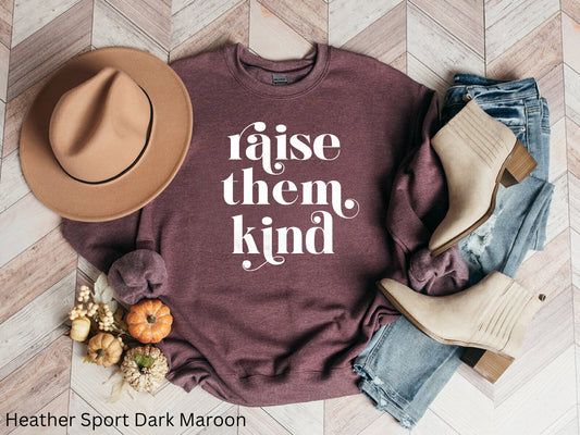 Raise Them Kind - Gildan Crewneck Sweatshirt - Christian Mama Tee. New Mom Gift, Cool Mom Shirt, Mothers Day Gift, Birthday Gift for Mom.