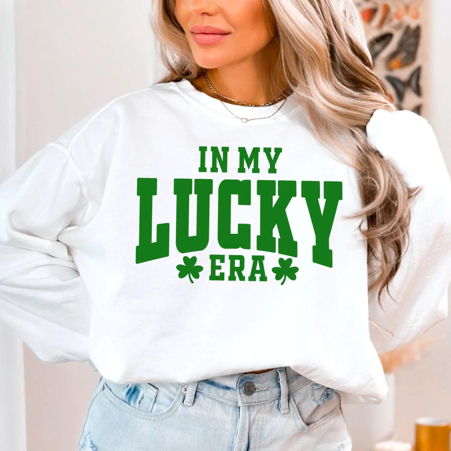 In My Lucky Era - Crewneck Sweatshirt - Gildan 180. St. Patricks Day Apparel - Lucky Era Apparel. Irish Drinking Shirt. Shamrock Sweatshirt