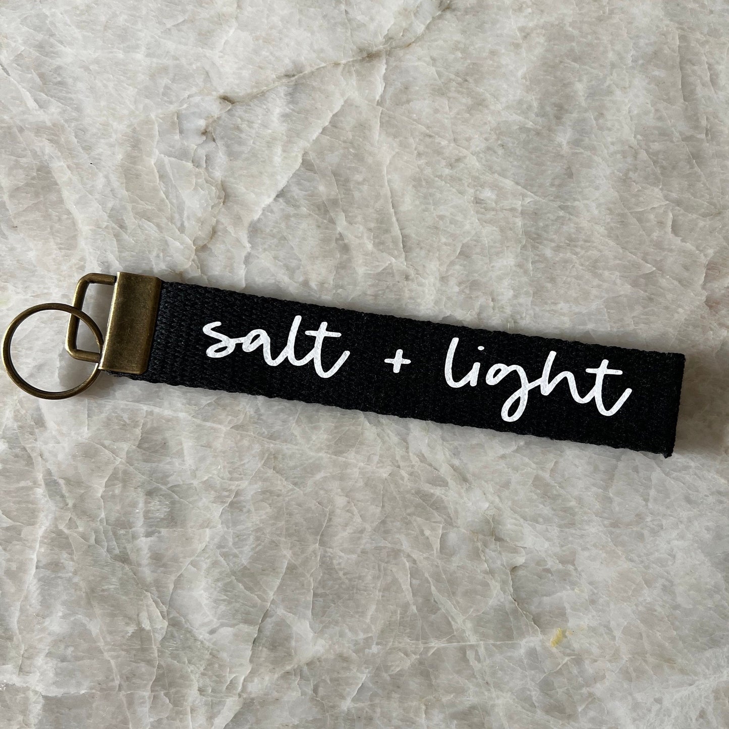 Salt + Light Christian keychain︱key fob︱wristlet keychain︱fabric keychain︱heavy cotton keychain︱Christian gift, canvas keychain.