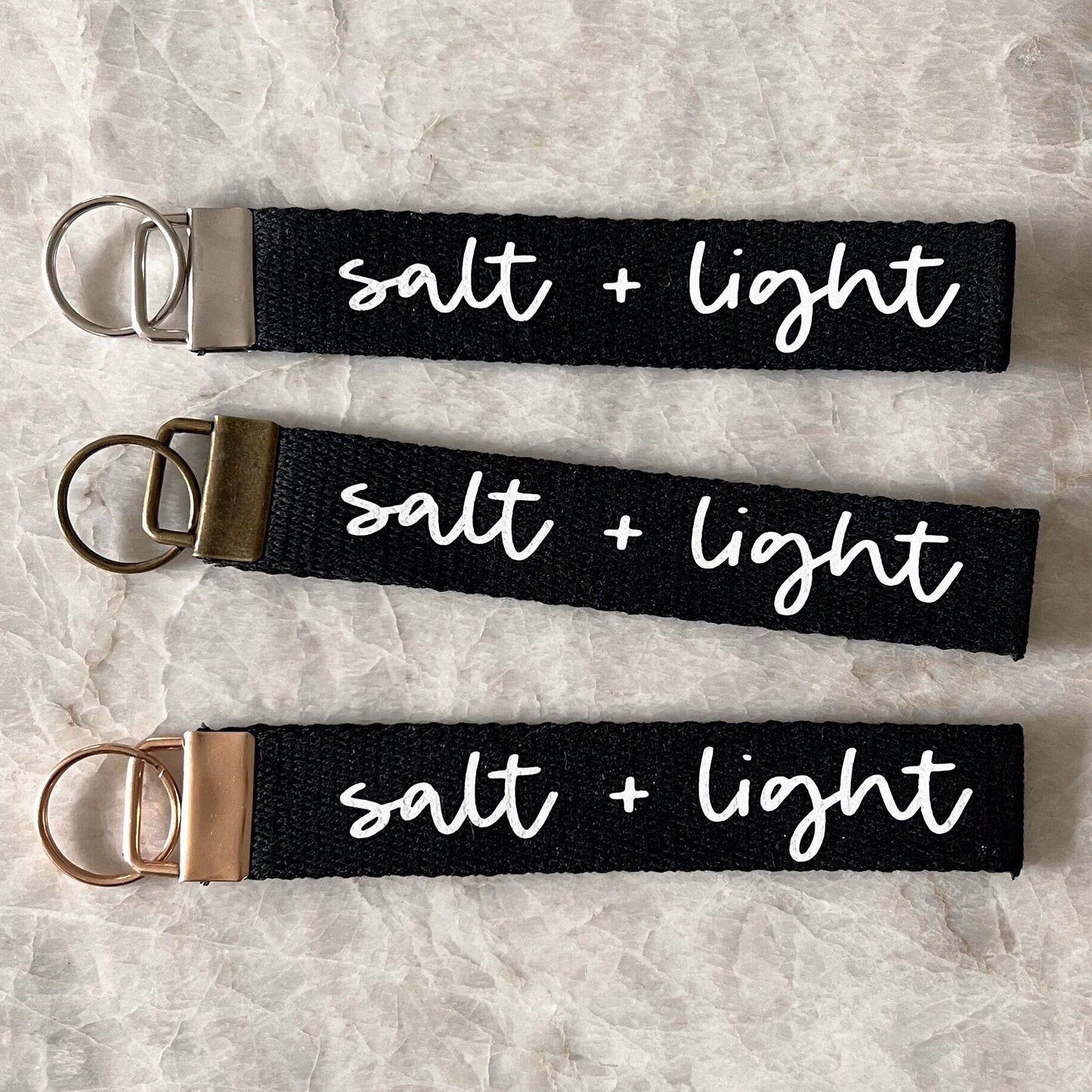 Salt + Light Christian keychain︱key fob︱wristlet keychain︱fabric keychain︱heavy cotton keychain︱Christian gift, canvas keychain.