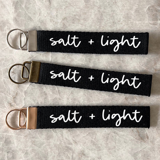 Salt + Light Christian keychain︱key fob︱wristlet keychain︱fabric keychain︱heavy cotton keychain︱Christian gift, canvas keychain.