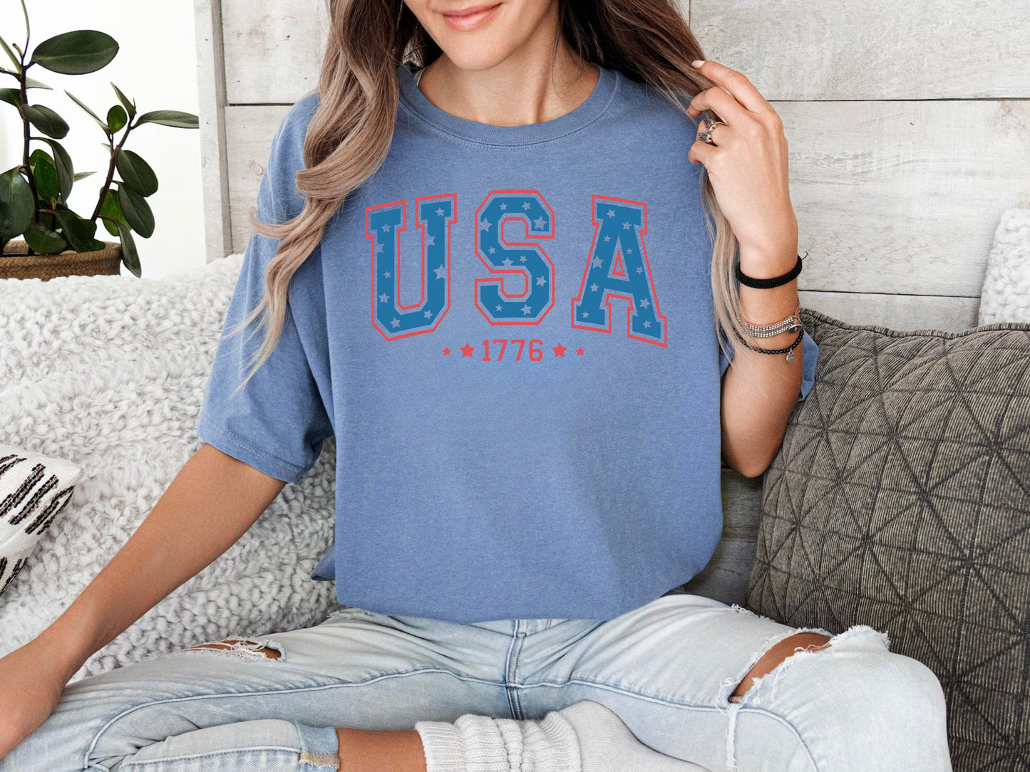 Retro STAR USA - Comfort Colors Trendy Mama Freedom 1776 Shirt | Fourth of July Apparel | Trendy July 4th Graphic T, Independence Day Shirt.