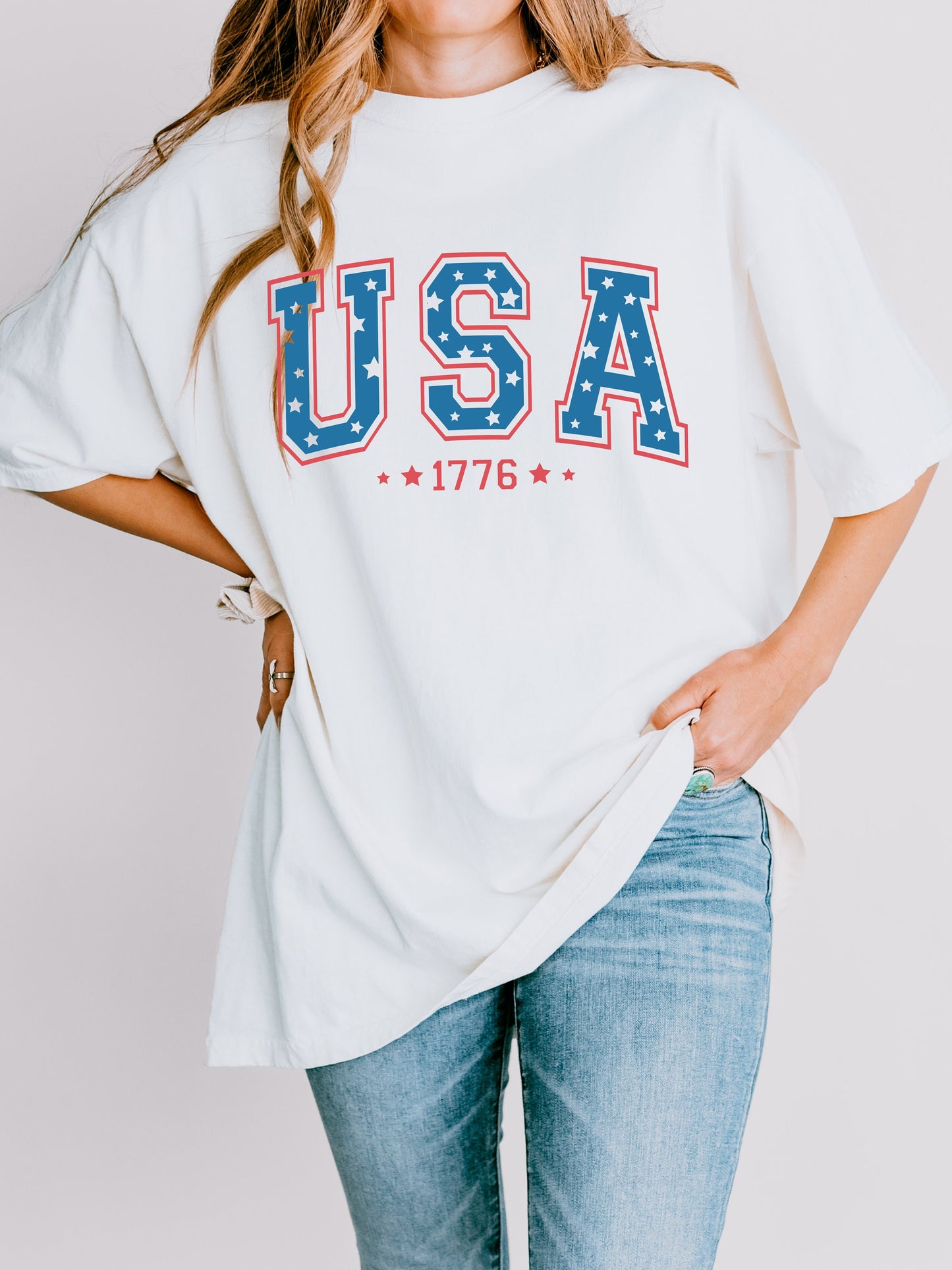 Retro STAR USA - Comfort Colors Trendy Mama Freedom 1776 Shirt | Fourth of July Apparel | Trendy July 4th Graphic T, Independence Day Shirt.