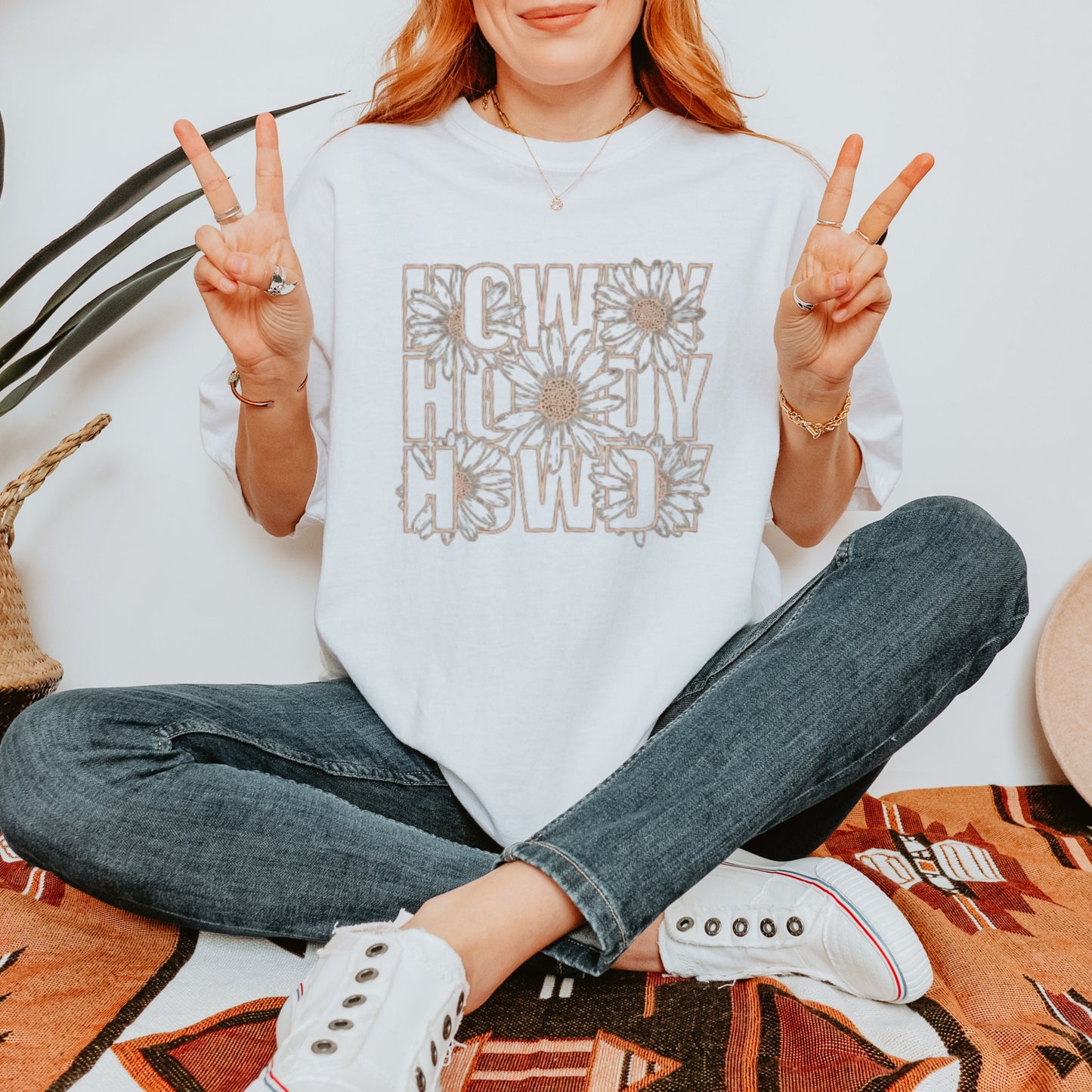 Howdy Flowers Shirt - Comfort Colors 1717 - Whiskey On Rocks Graphic T - Old Money Aesthetic - Western apparel - Floral Shirt, Howdy Shirt