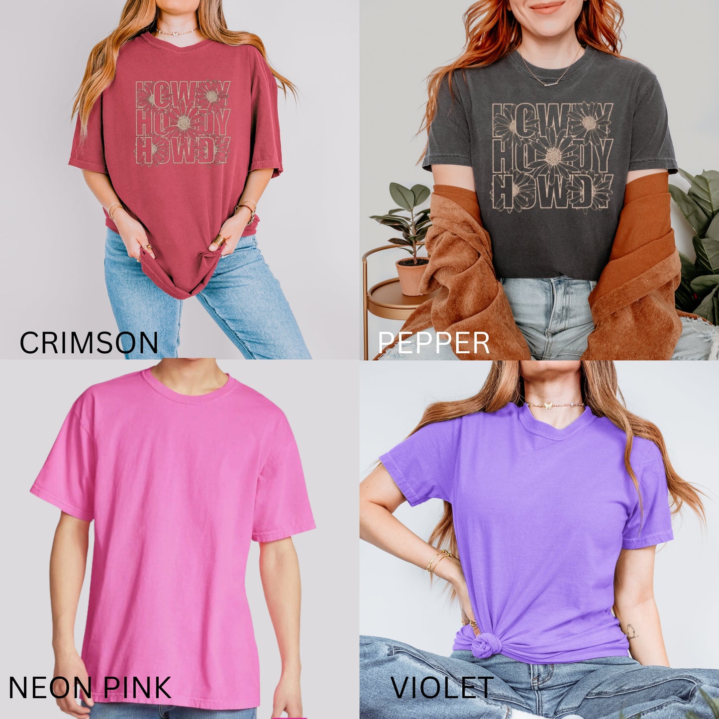 Howdy Flowers Shirt - Comfort Colors 1717 - Whiskey On Rocks Graphic T - Old Money Aesthetic - Western apparel - Floral Shirt, Howdy Shirt