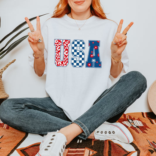 RETRO USA Shirt - Comfort Colors. Trendy Freedom Shirt | Fourth of July Boat Apparel | Trendy July 4th Graphic Tee, Independence Day Shirt.