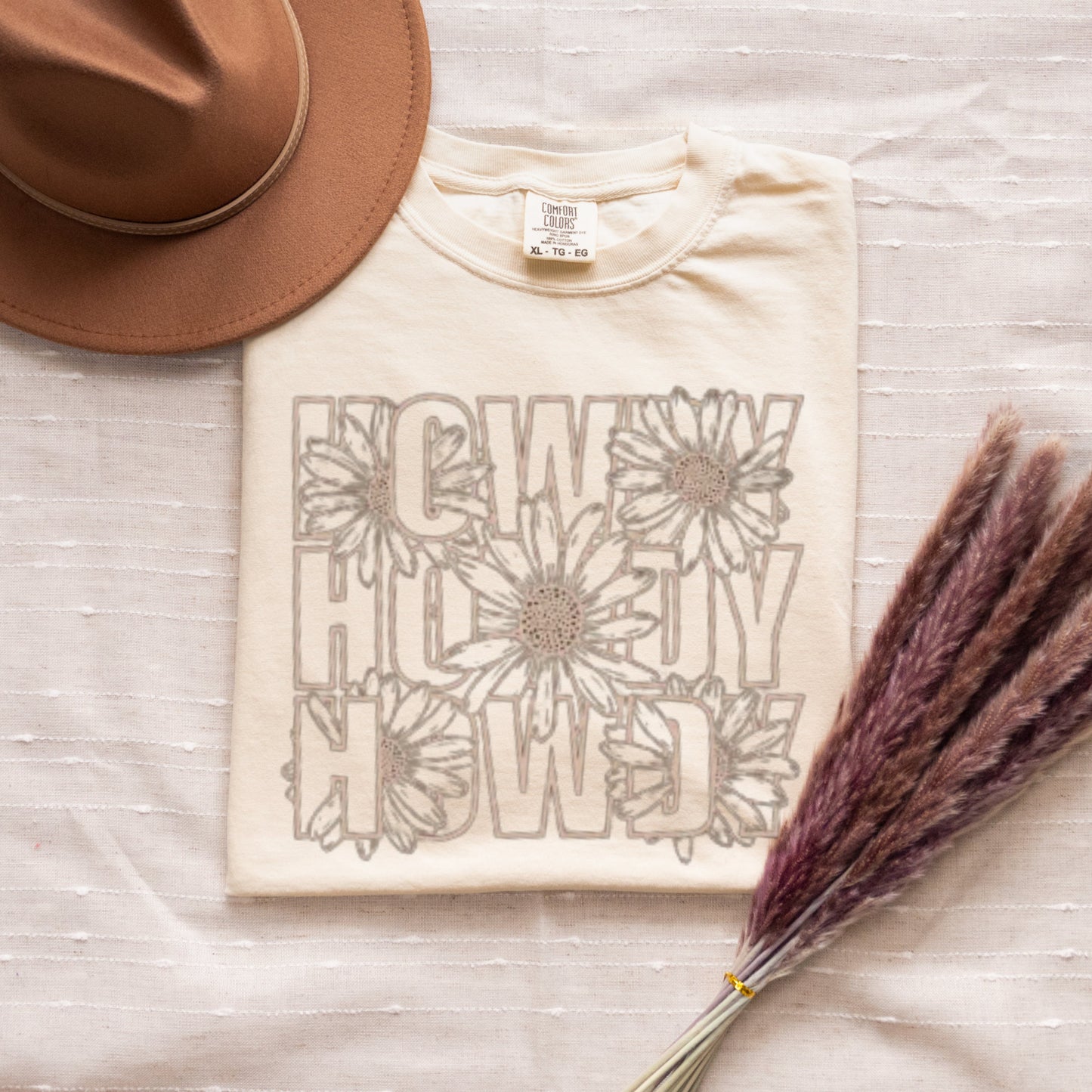 Howdy Flowers Shirt - Comfort Colors 1717 - Whiskey On Rocks Graphic T - Old Money Aesthetic - Western apparel - Floral Shirt, Howdy Shirt